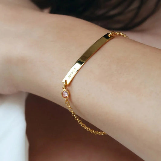 Birthstone Bar Name Bracelet