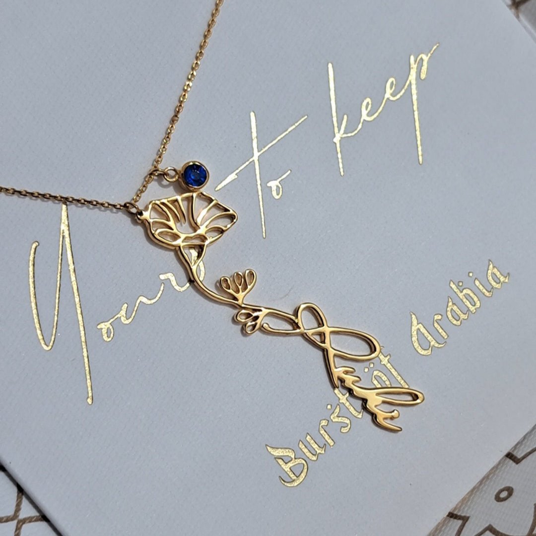 UAE Gold Birth Flower Necklace ā Personalized Elegance in Every Detail