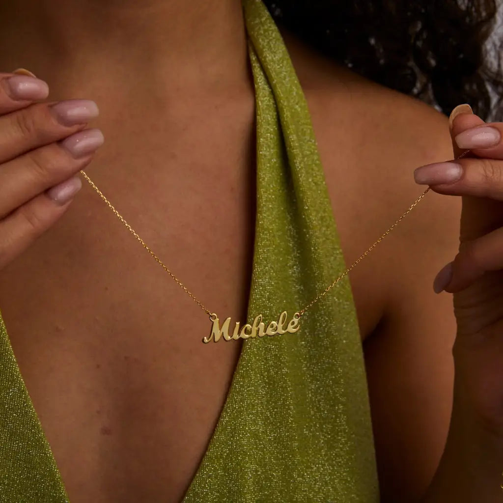 18K Gold Name Necklace, Personalized Name Necklace, Jewelry For Woman, Gold Name Necklace, Christmas Gift For Women, Custom Necklace, Valentine Day Gift for her, Gifts for her Dubai, Luxury gifts for women