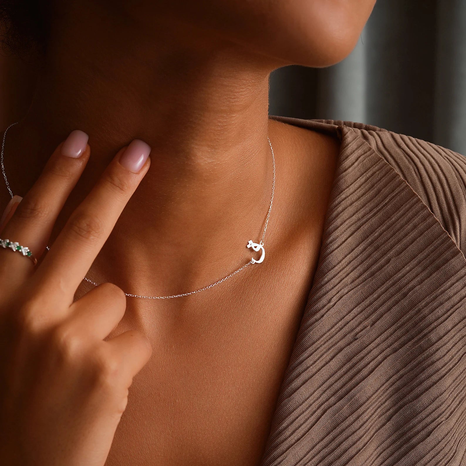 Elegant Arabic calligraphy necklace in real 18k gold