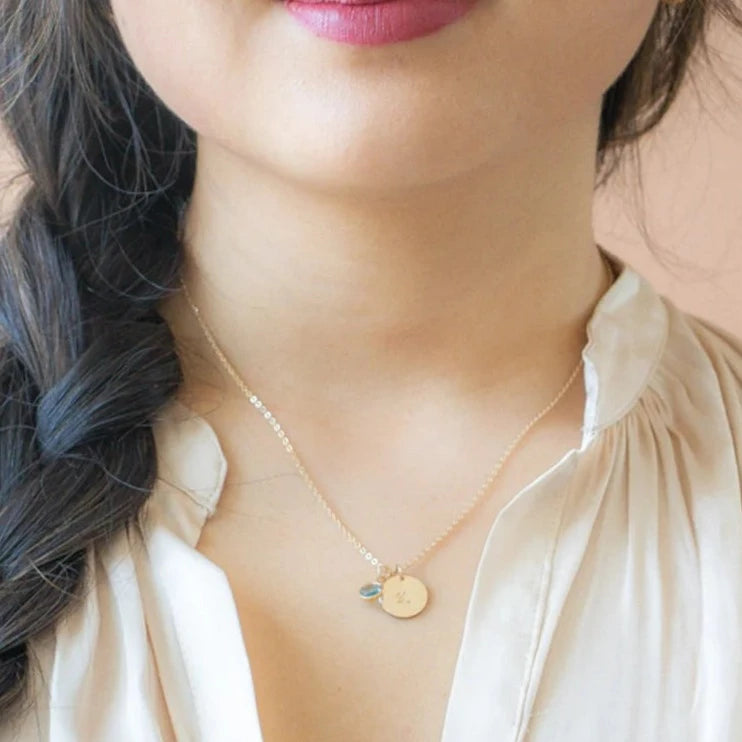 Personalized Alphabet Initial Birthstone Necklace. Locally designed and handcrafted. Delivered in 3-5 days across Dubai and the UAE.