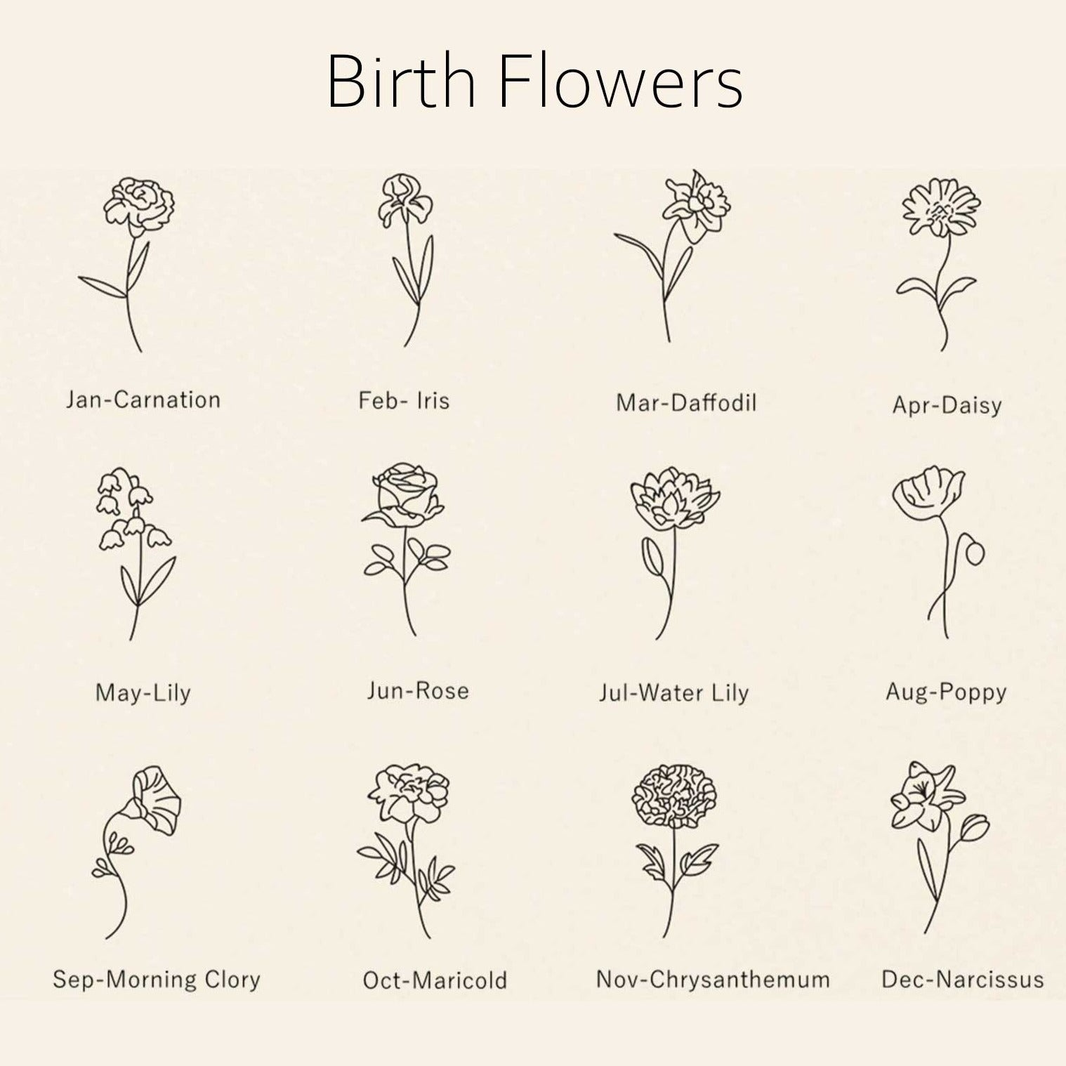UAE Gold Birth Flower Necklace – Personalized Elegance in Every Detail