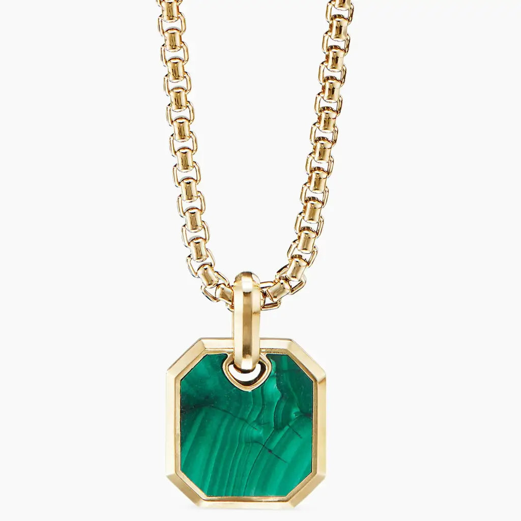 Gold birthstone necklace for men, made of 18k solid gold and genuine gemstones. A thoughtful luxury anniversary gift for your boyfriend or husband, and the perfect expensive birthday gift for a father or a brother.