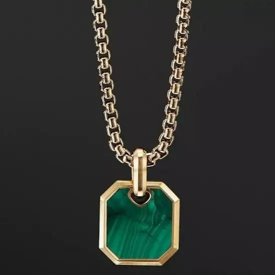Gold birthstone necklace for men, made of 18k solid gold and genuine gemstones. A thoughtful luxury anniversary gift for your boyfriend or husband, and the perfect expensive birthday gift for a father or a brother.