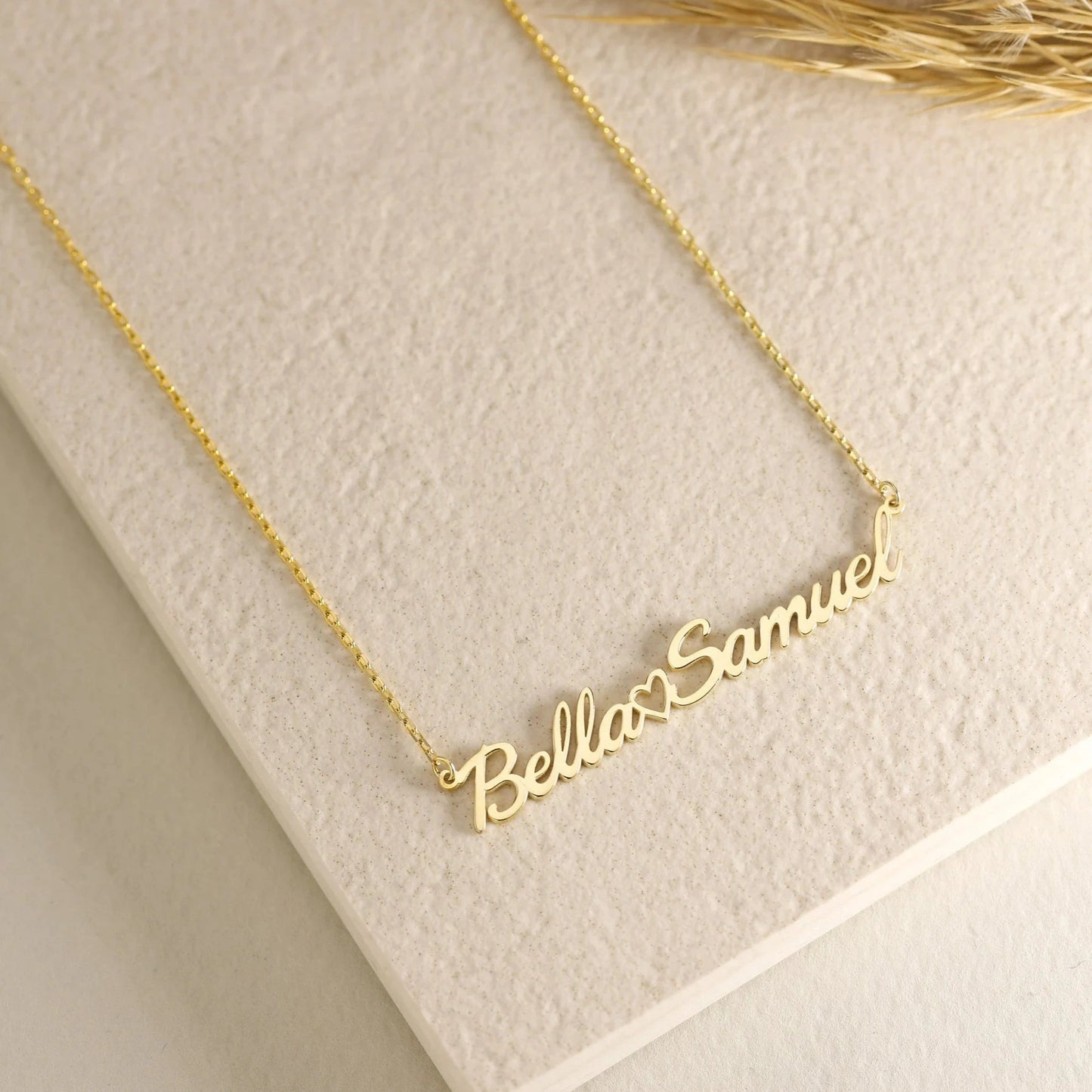 Double Name Heart Necklace - Custom Couple's Jewelry