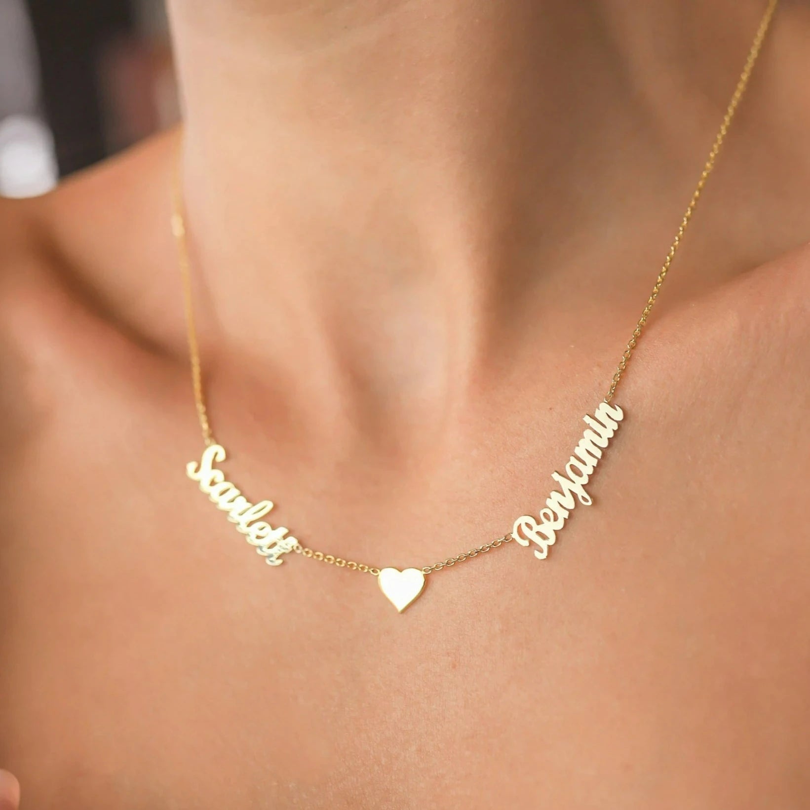 Heart Personalized Necklace Ideas Two Name Necklace Anniversary