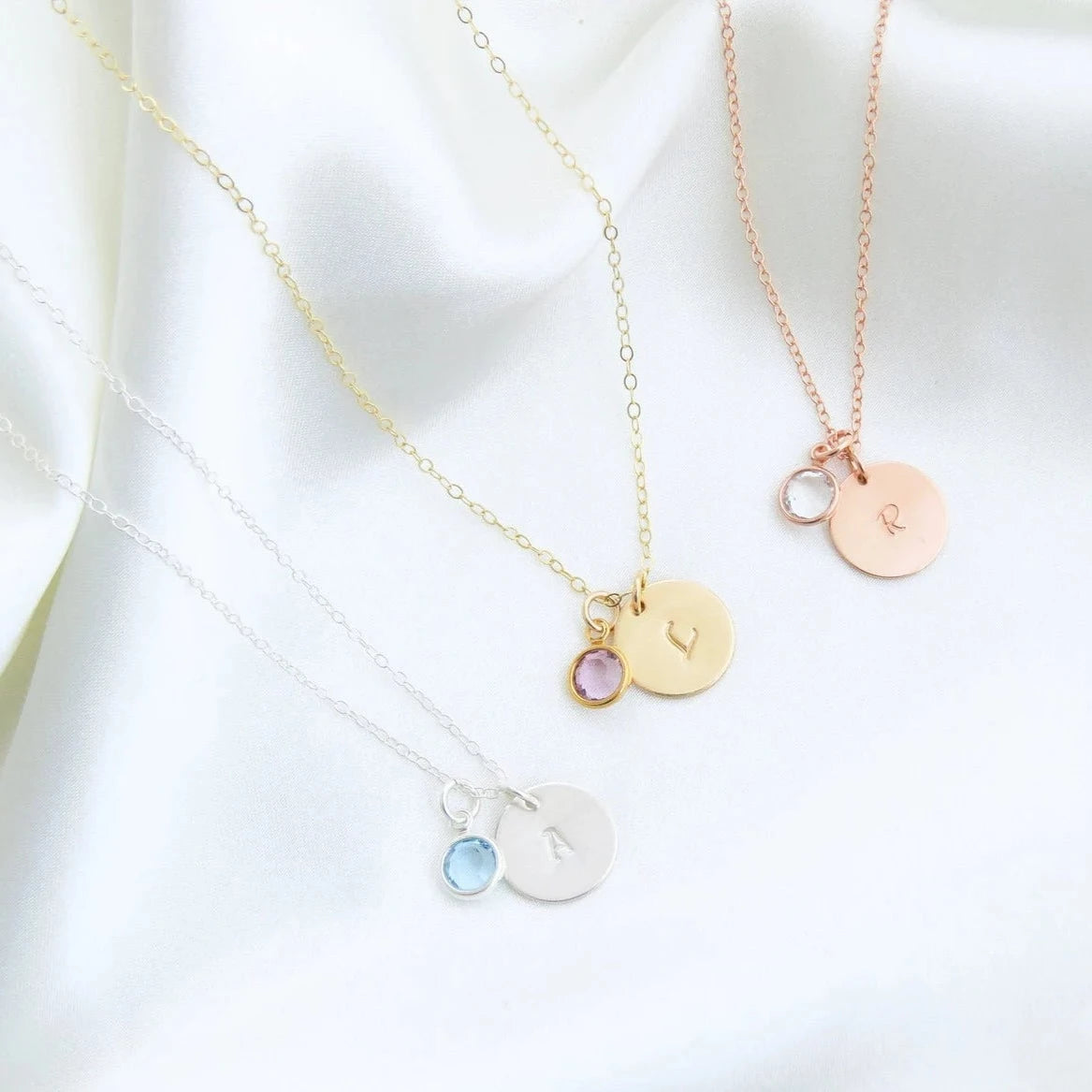 Personalized Alphabet Initial Birthstone Necklace. Locally designed and handcrafted. Delivered in 3-5 days across Dubai and the UAE.