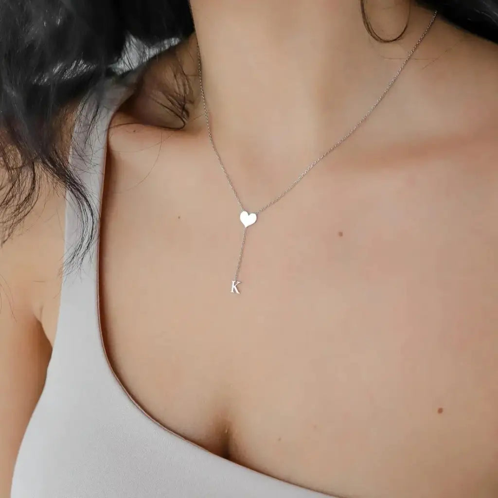 Gold Heart Single Letter Necklace Personalized, designed and handcrafted in the UAE.