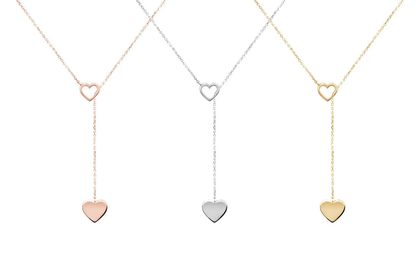 18 Carat Gold Heart Drop Necklace - Burst of Arabia - Exquisite Arabic Jewelry Collection for Her.