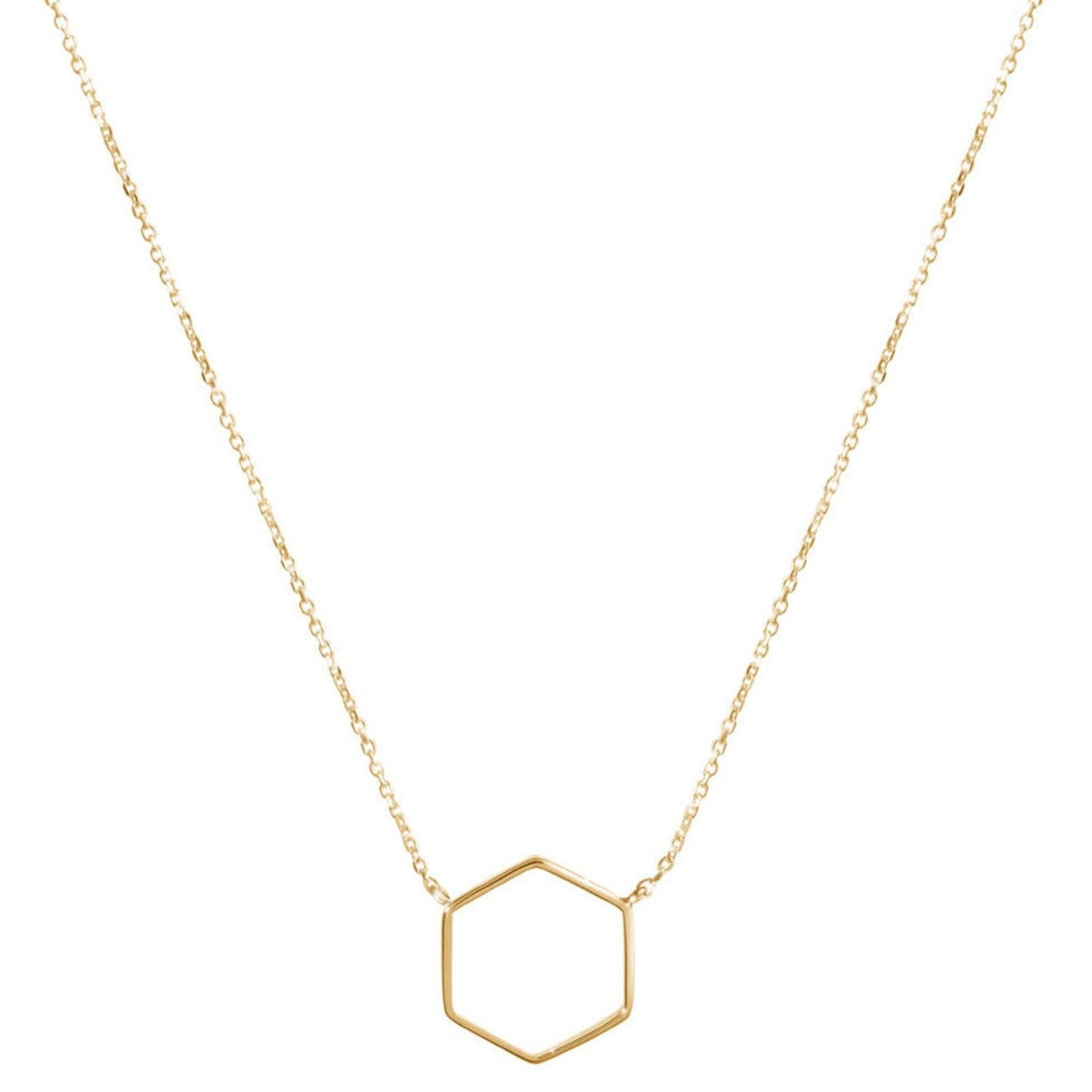 18 Carat Gold Hexagon Necklace - Burst of Arabia - Modern Charm and Personalized Elegance in Arabic Jewelry for UAE Women.