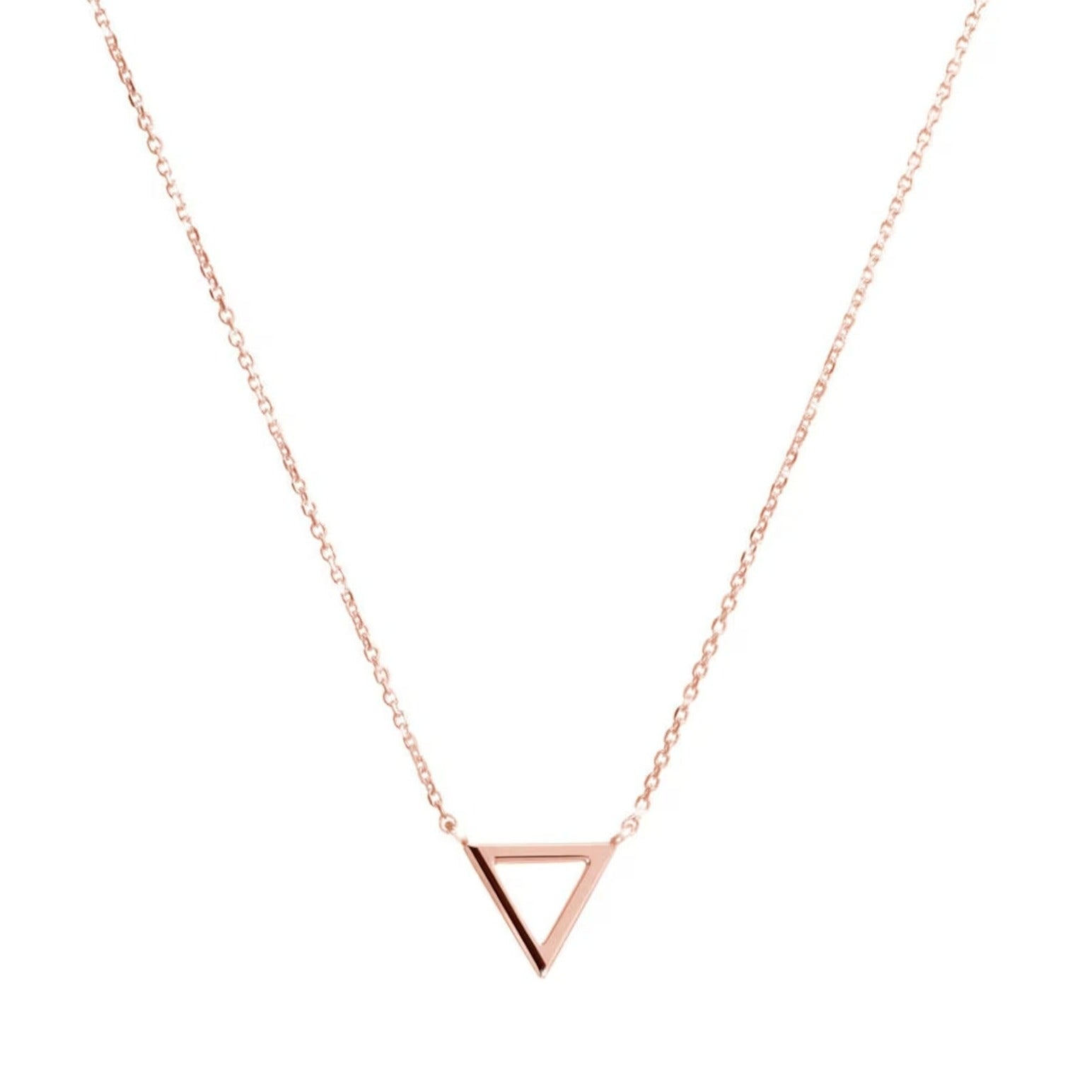 Enhance your style with the 18 Carat Gold Triangle Necklace from Burst of Arabia. A modern statement piece inspired by the timeless allure of Arabic jewelry, crafted for elegance in the UAE.