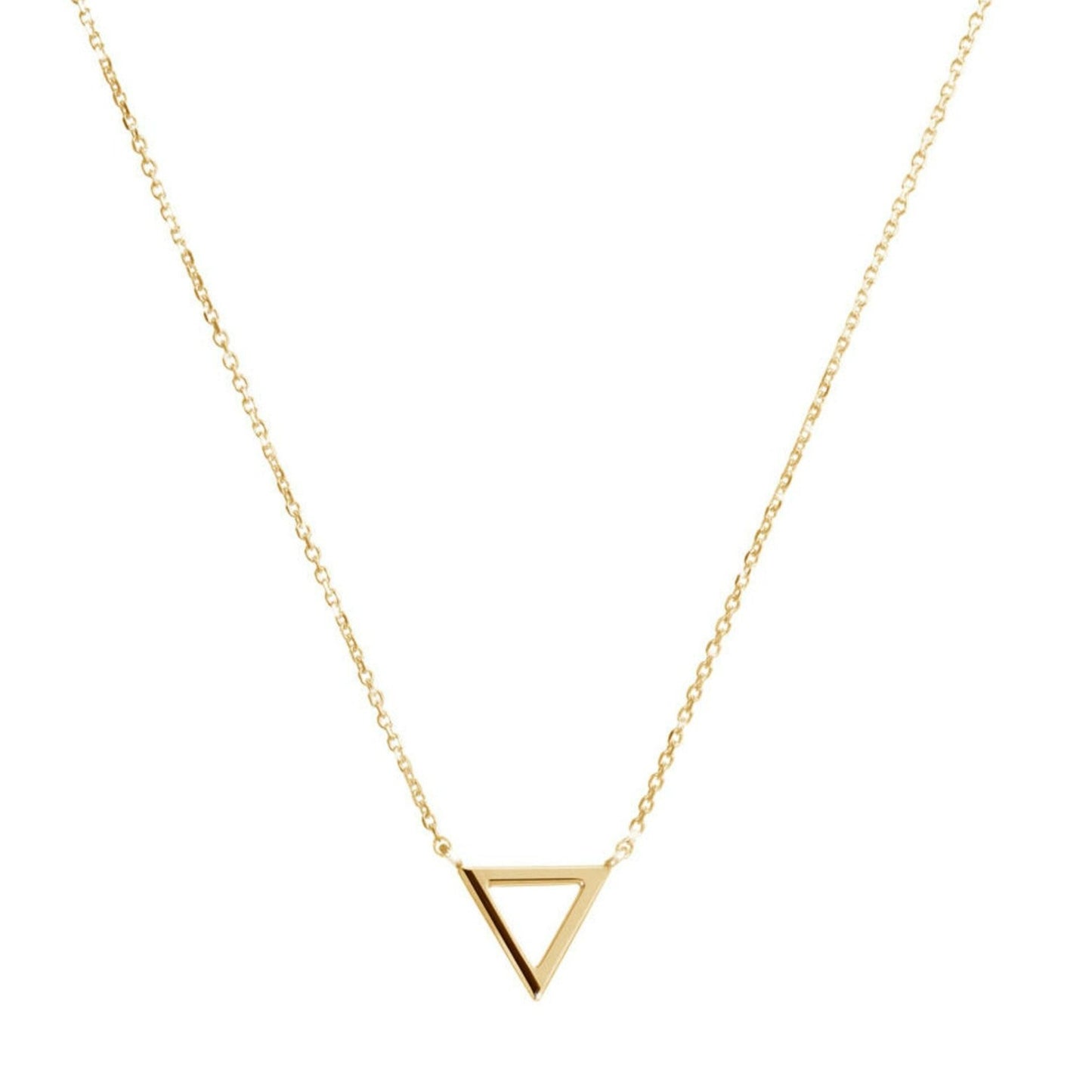 Enhance your style with the 18 Carat Gold Triangle Necklace from Burst of Arabia. A modern statement piece inspired by the timeless allure of Arabic jewelry, crafted for elegance in the UAE.