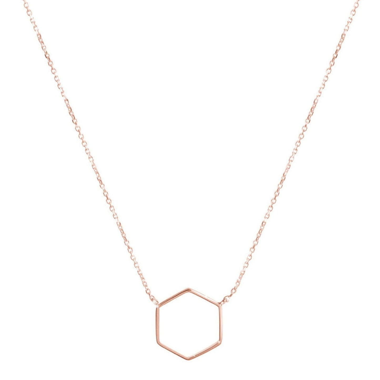 18 Carat Gold Hexagon Necklace - Burst of Arabia - Modern Charm and Personalized Elegance in Arabic Jewelry for UAE Women.