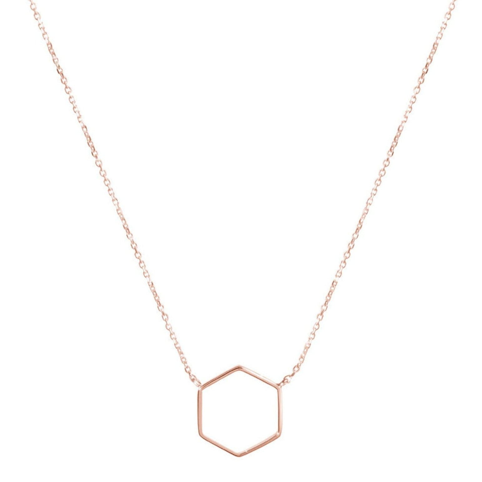 18 Carat Gold Hexagon Necklace - Burst of Arabia - Modern Charm and Personalized Elegance in Arabic Jewelry for UAE Women.