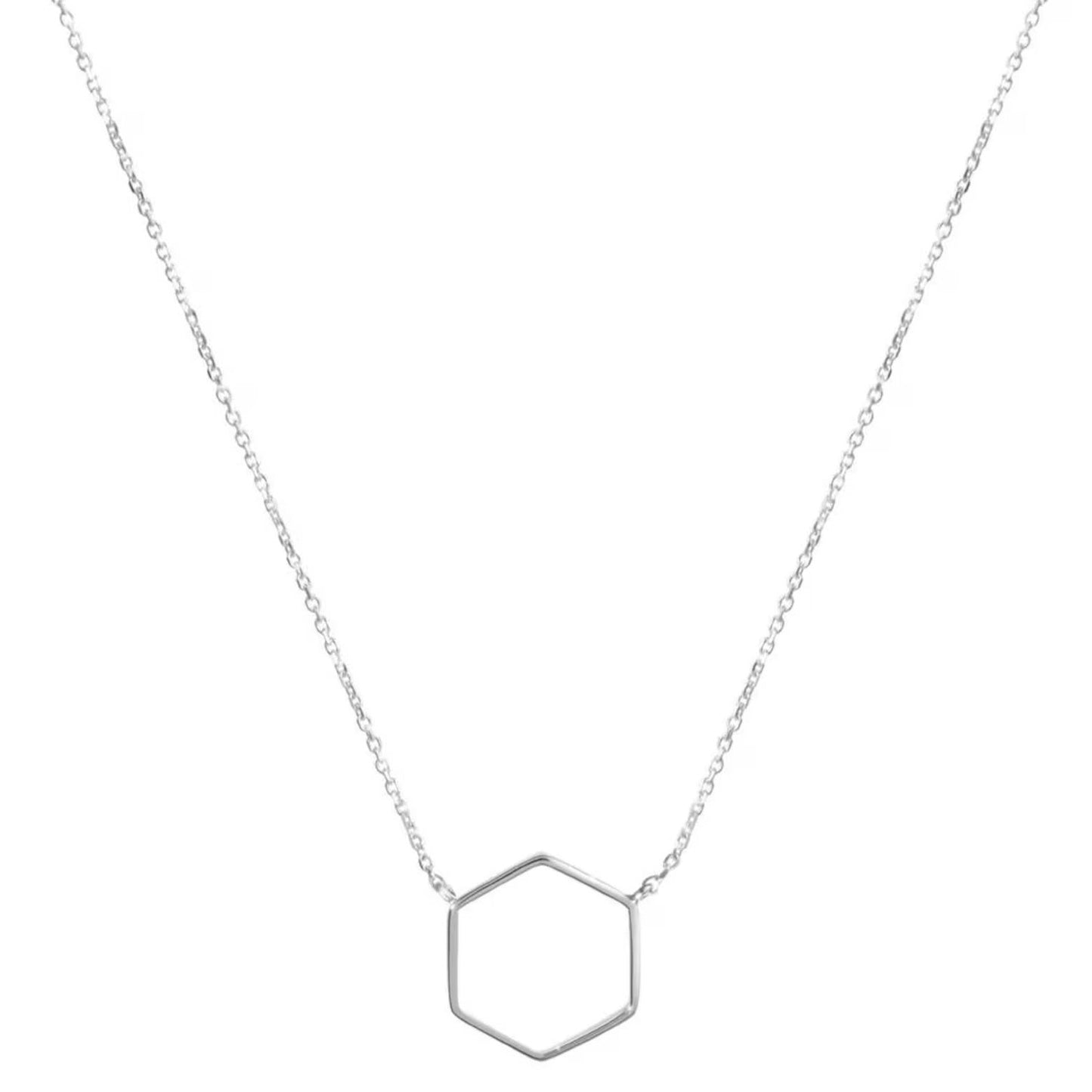 18 Carat Gold Hexagon Necklace - Burst of Arabia - Modern Charm and Personalized Elegance in Arabic Jewelry for UAE Women.