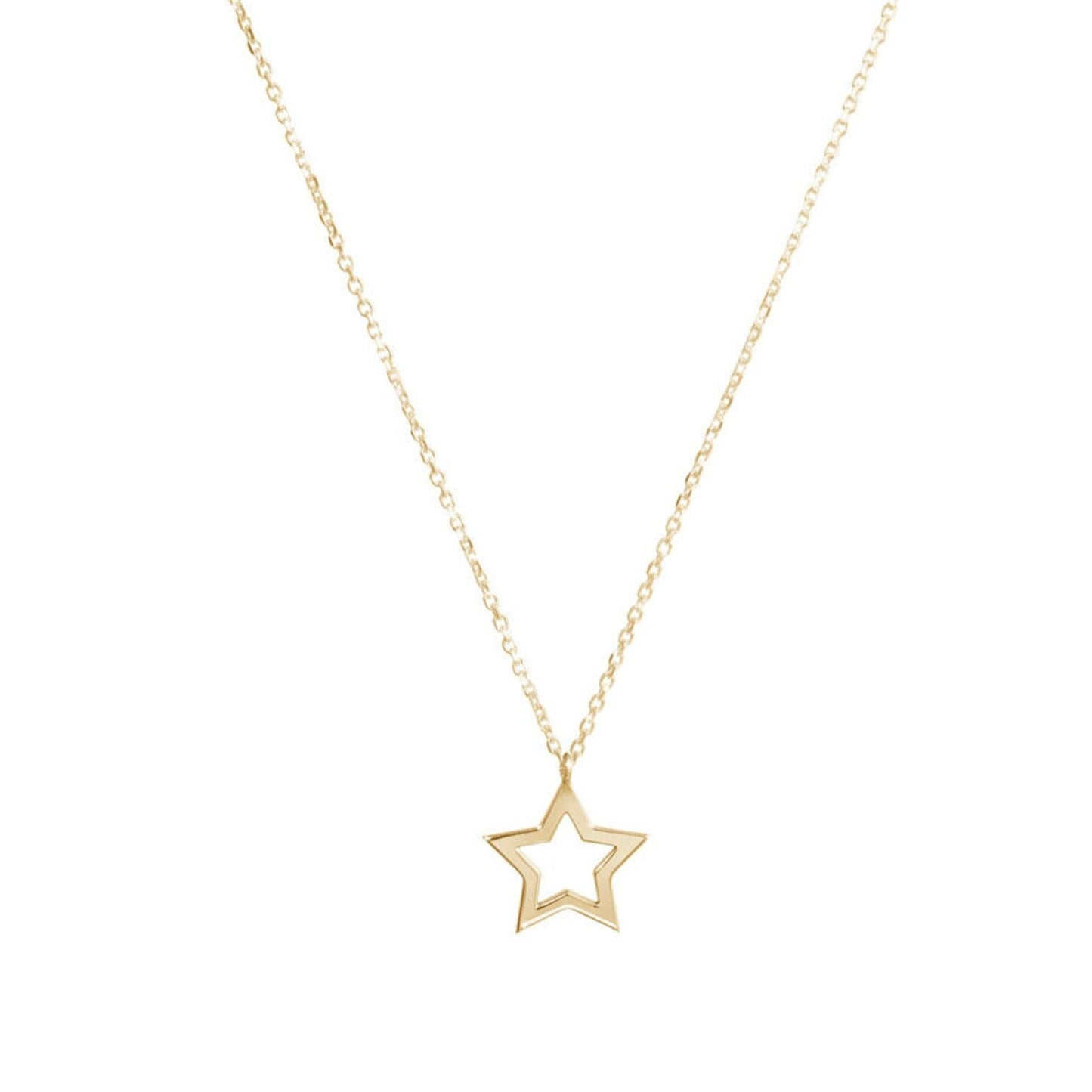 Indulge in the celestial charm of our 18 Carat Gold Tiny Star Necklace - Burst of Arabia. A radiant tribute to Arabian nights, adorned with miniature stars in pure gold.