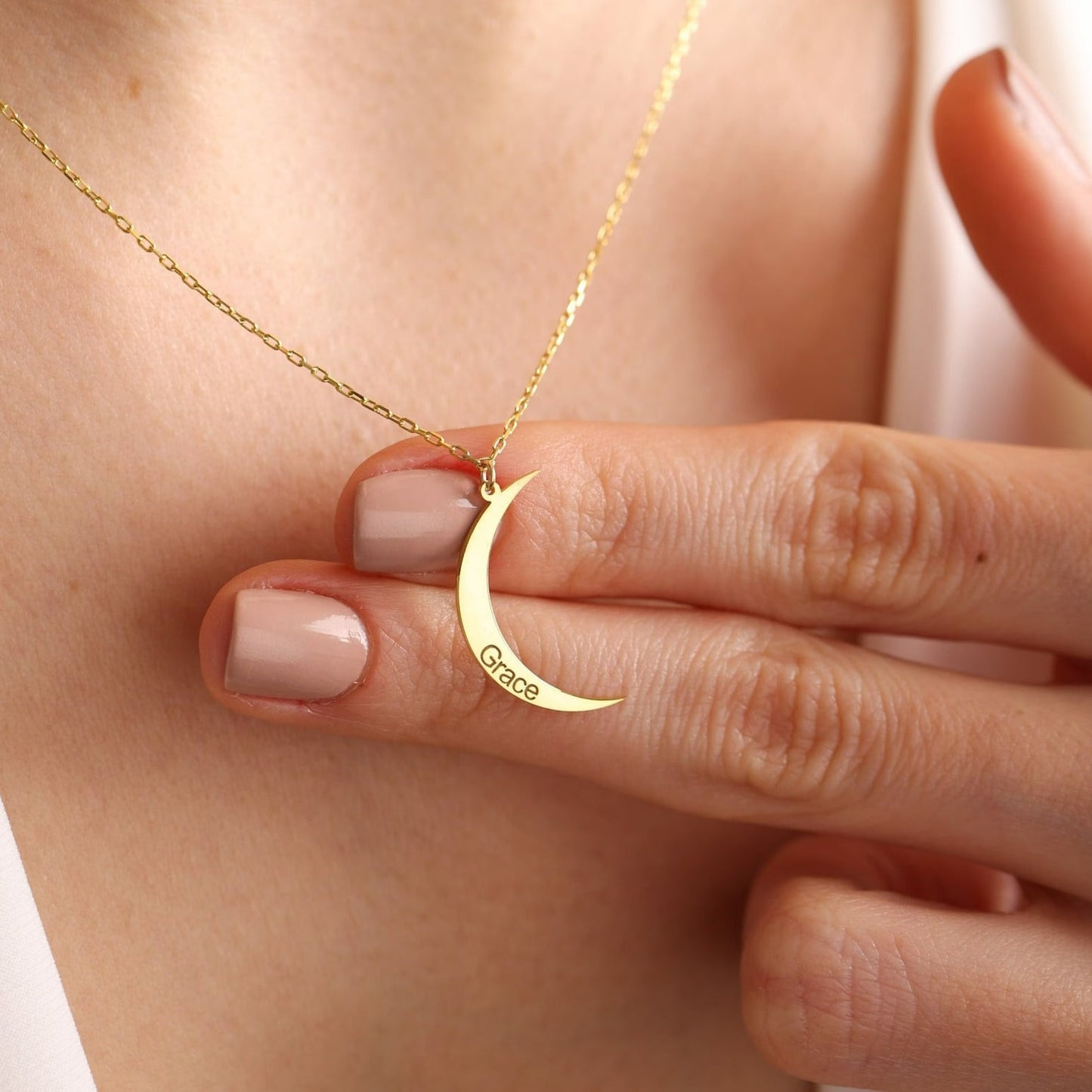 Eid Gift for Wife - Crescent Name Necklace