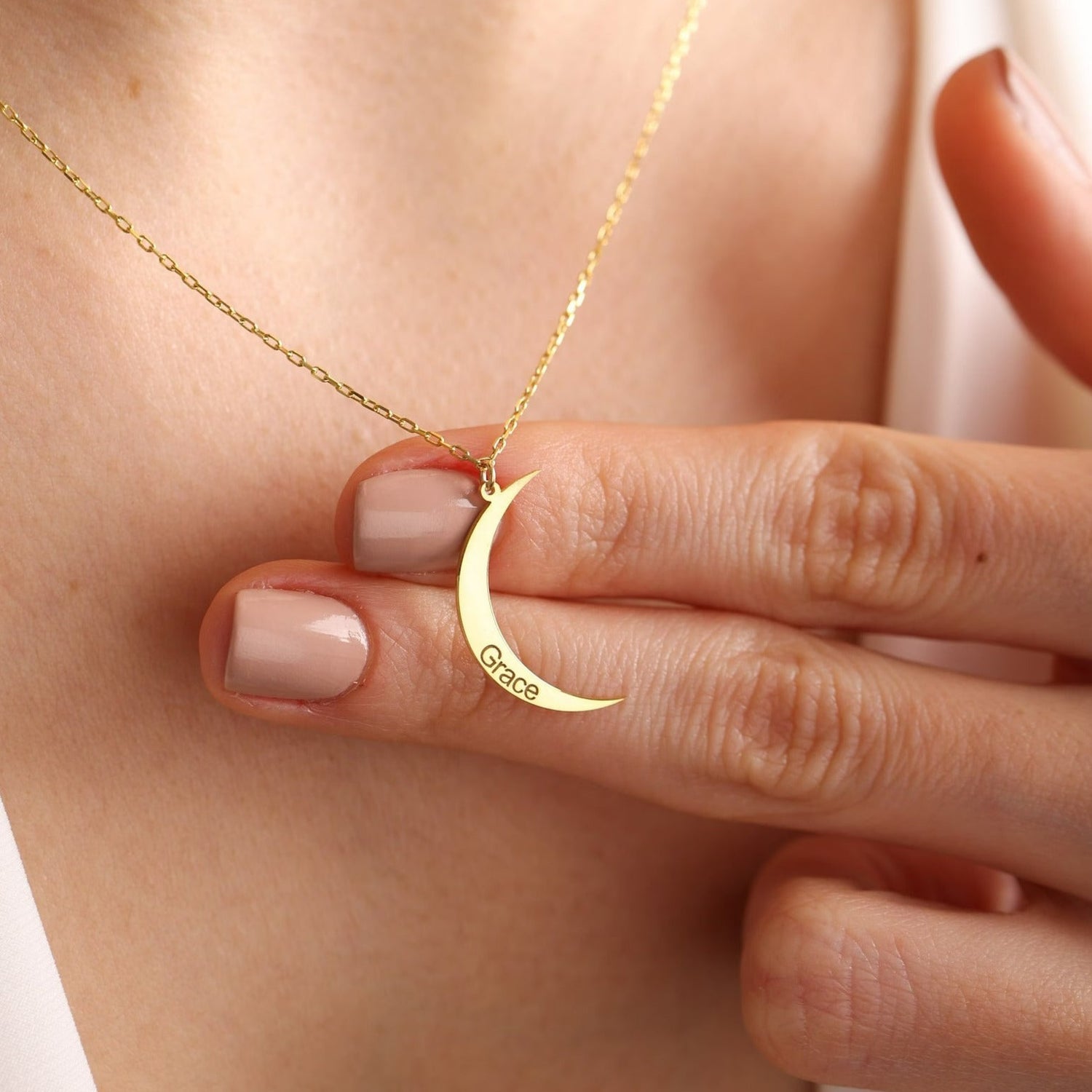 Eid Gift for Wife - Crescent Name Necklace
