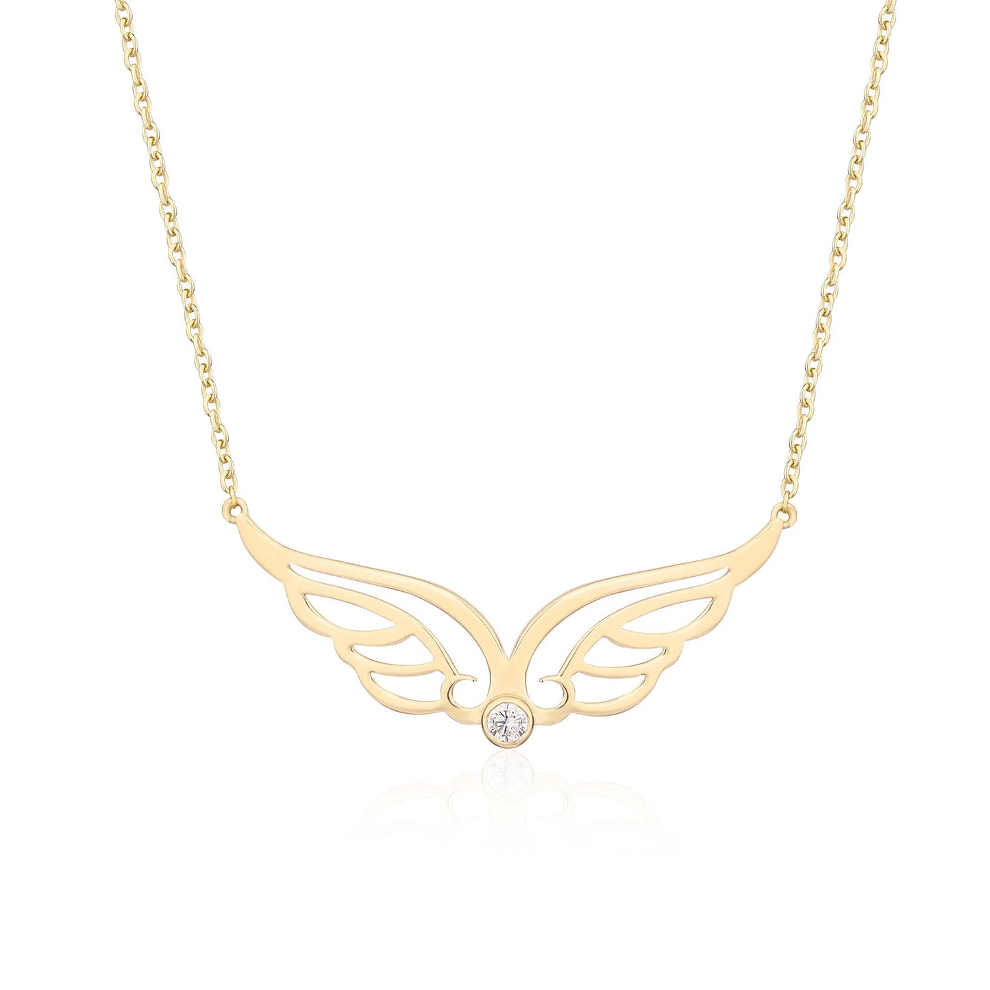 18 carat gold Angel Wings Birthstone Necklace - Burst of Arabia - UAE