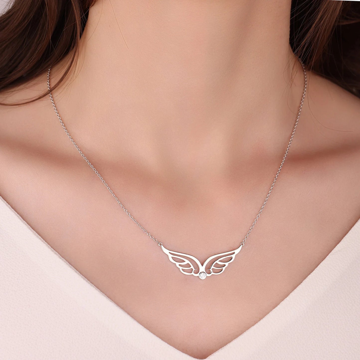 18 carat gold Angel Wings Birthstone Necklace - Burst of Arabia - UAE