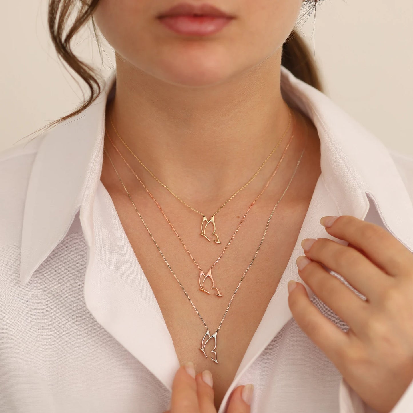 Gold butterfly necklace for her