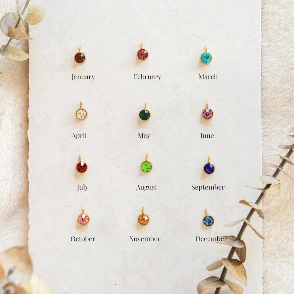 Personalized Initial Birthstone Necklace Designed and handcrafted in the UAE.