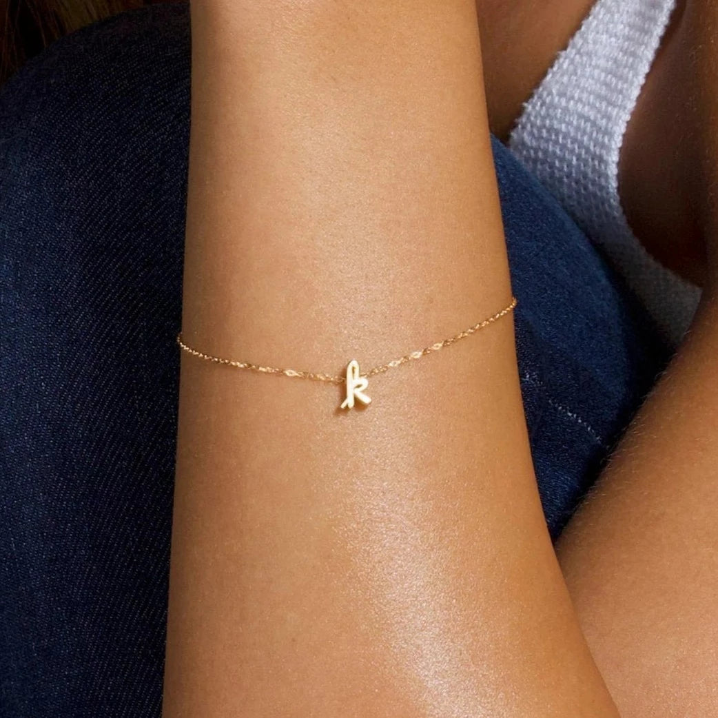 Gold initial bracelet, gift for her, anniversary gifts for her, Dubai, UAE.