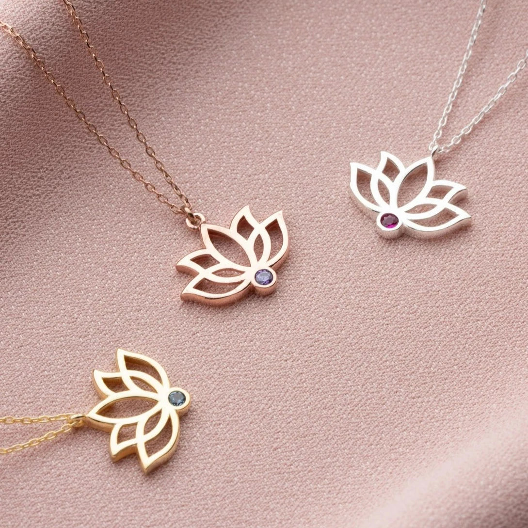 18 Carat Gold Lotus Necklace - A golden bloom inspired by Arabian tales, symbolizing purity and elegance, crafted for timeless grace.