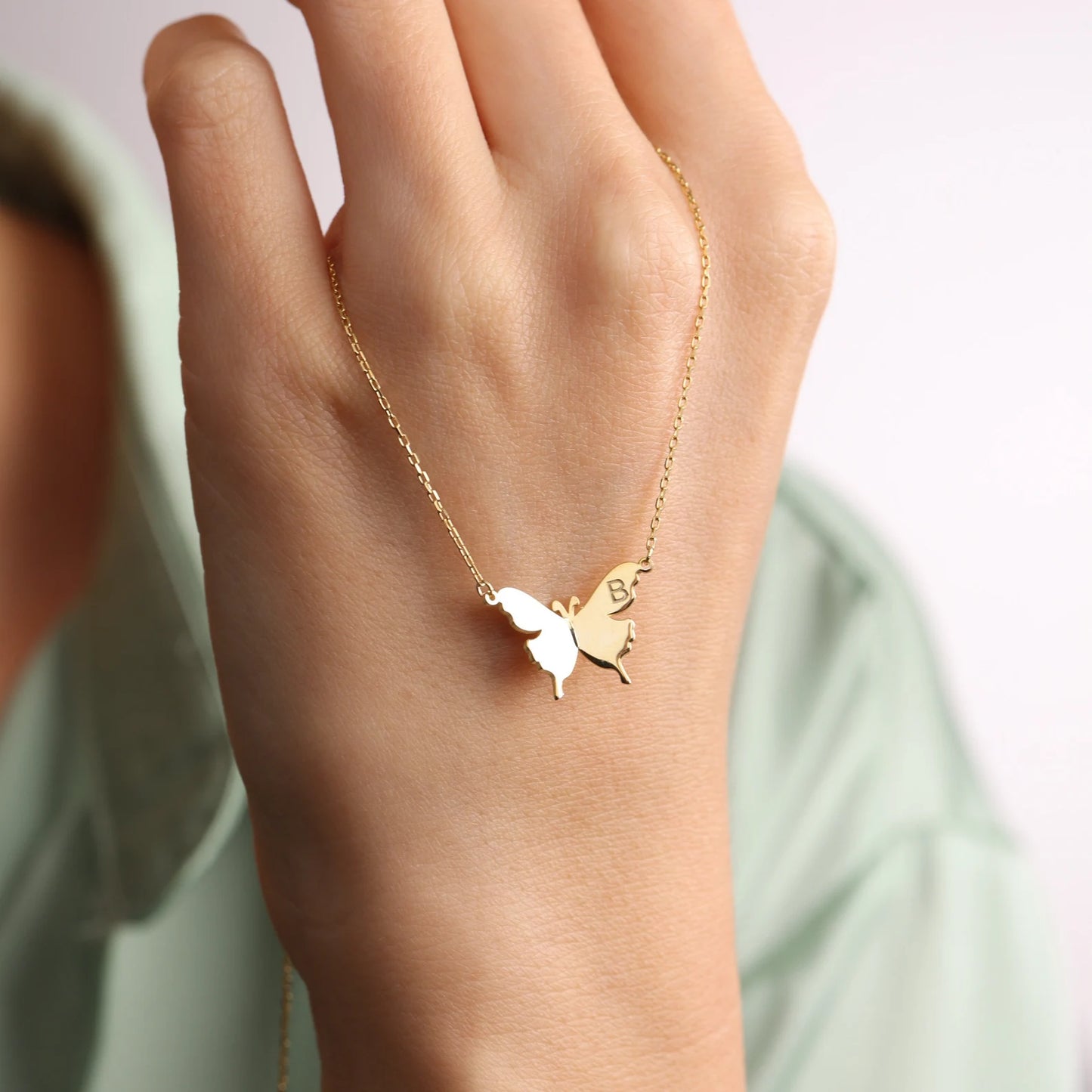 Butterfly Initial Necklace