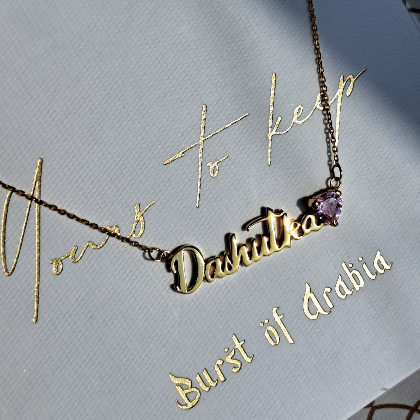 Heart-Shaped Birthstone Name Necklace