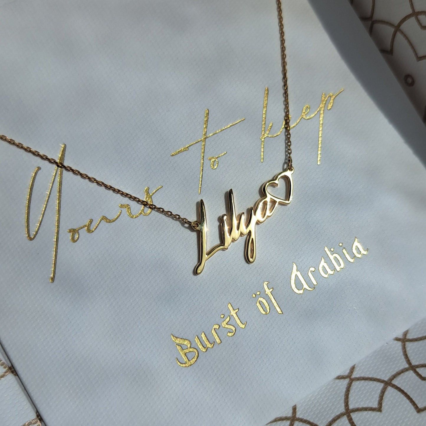 Custom-made 18 carat gold jewelry - for when you want gifting with a personal touch. Personalize each and every piece to say Happy Birthday, Get Well Soon, Thank You or Congratulations. Handcrafted in Dubai