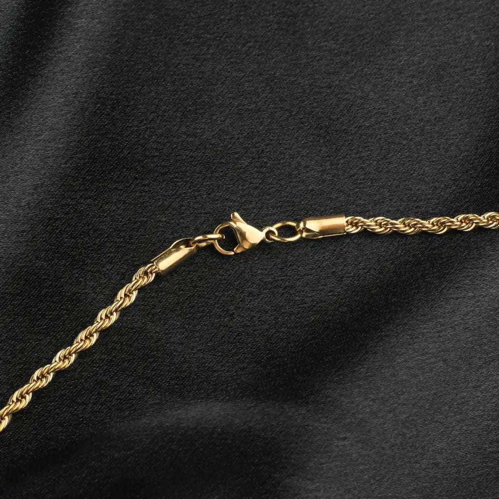 Luxury Rope Chain Initial Necklace made of genuine 18k solid gold and personalized with the letters/numbers of your choice. A thoughtful luxury anniversary gift for your boyfriend or husband, and the perfect expensive birthday gift for a father or a brother.
