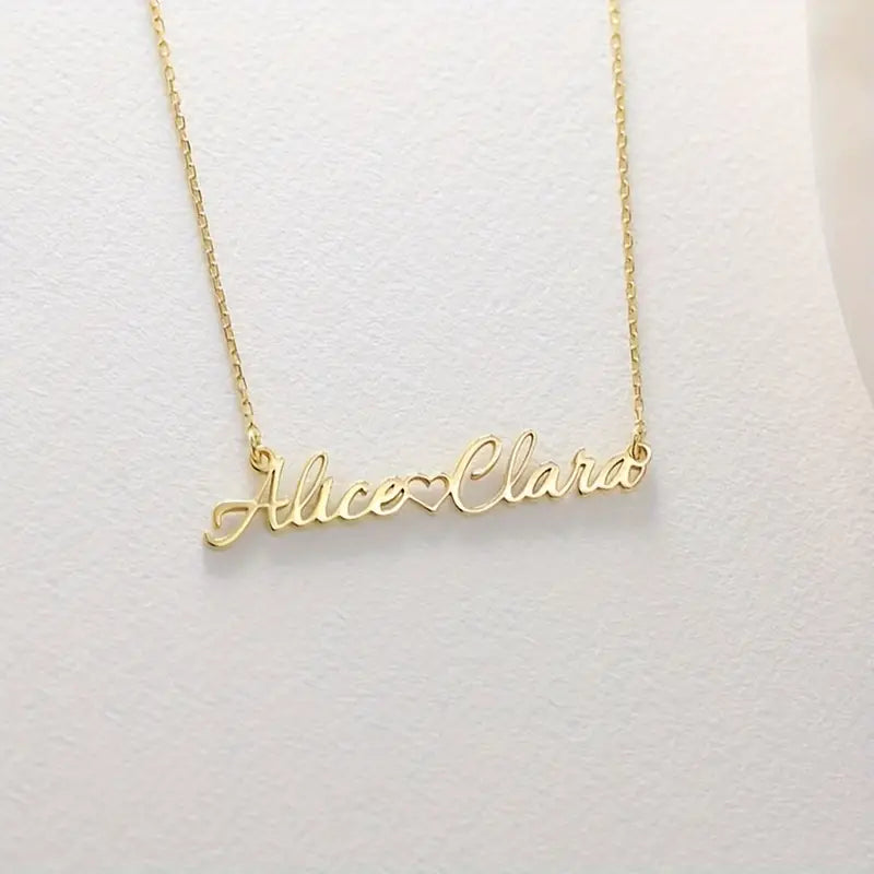 Dual Name Heart Necklace - Handcrafted Couples' Keepsake