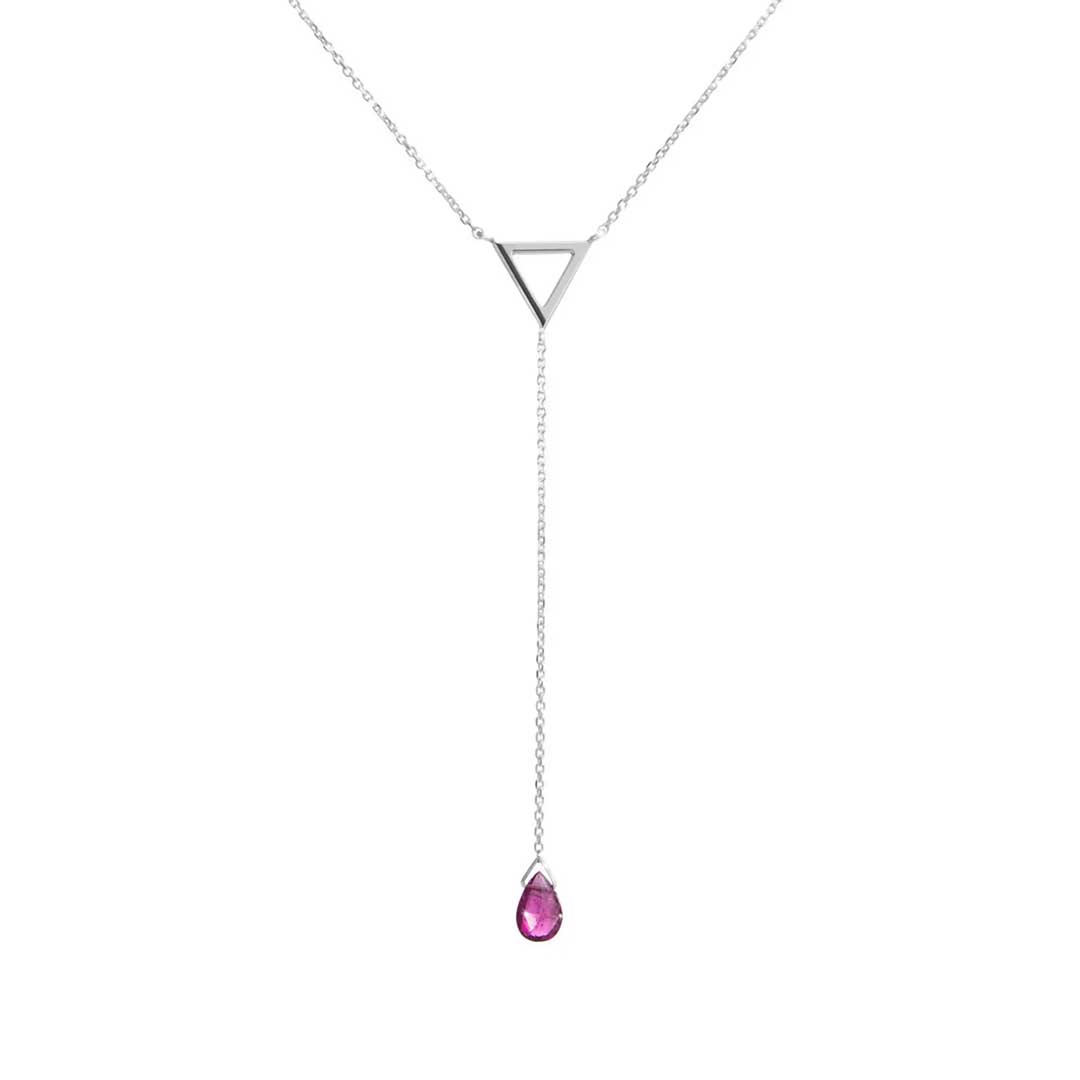 18 carat gold Triangle Birthstone Drop Necklace - Burst of Arabia - UAE