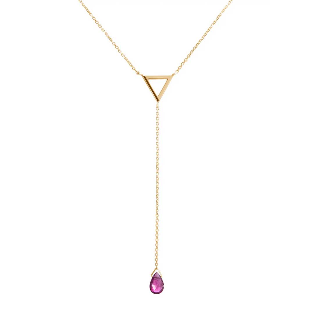 18 carat gold Triangle Birthstone Drop Necklace - Burst of Arabia - UAE