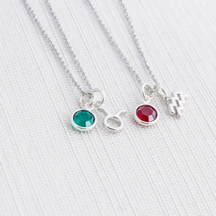 Gold Zodiac Horoscope Birthstone Necklace Designed and handcrafted in the UAE.