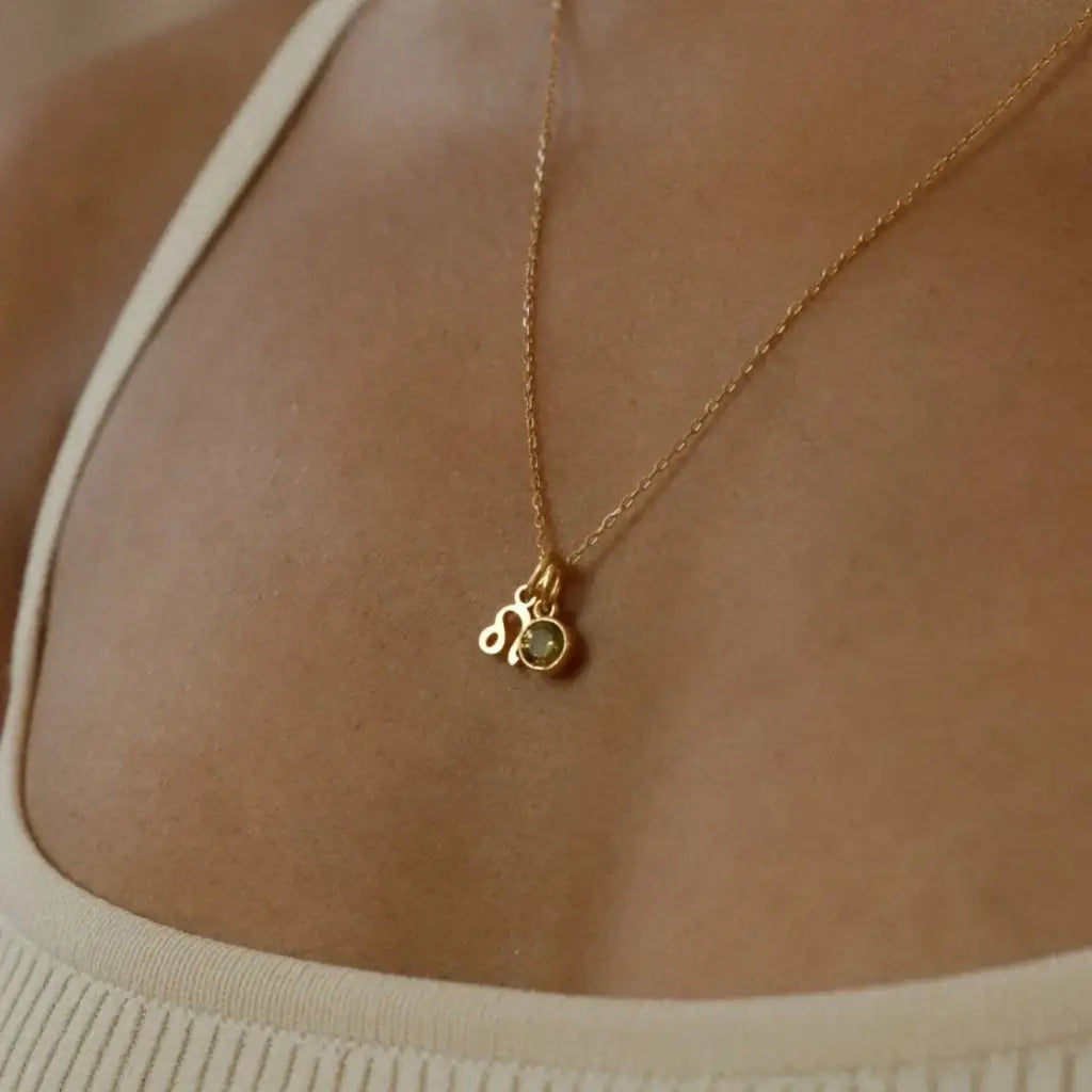 Gold Zodiac Horoscope Birthstone Necklace Designed and handcrafted in the UAE.