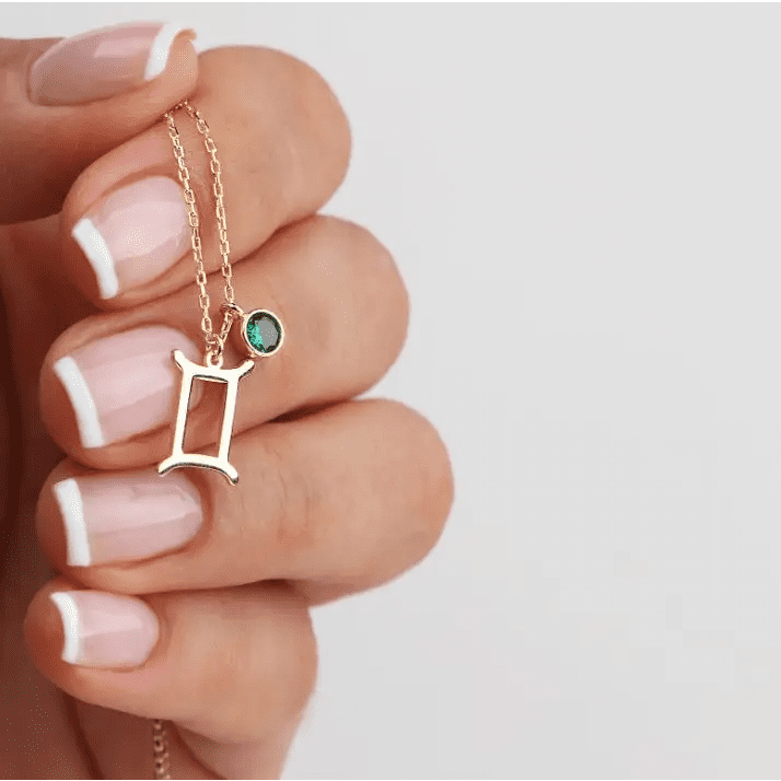 Gold Zodiac Horoscope Birthstone Necklace Designed and handcrafted in the UAE.