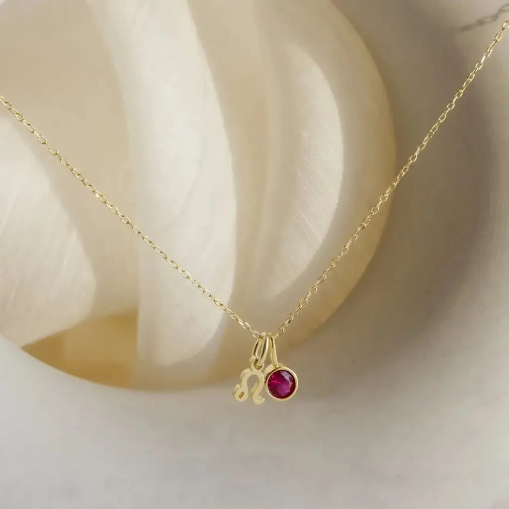 Gold Zodiac Horoscope Birthstone Necklace Designed and handcrafted in the UAE.