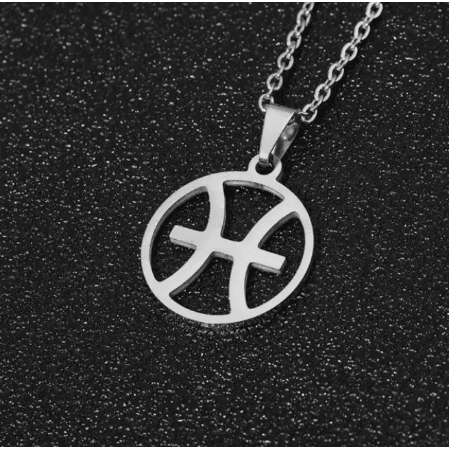 Pisces 18K gold zodiac horoscope necklace for men. A thoughtful luxury anniversary gift for your boyfriend or husband, and the perfect expensive birthday gift for a father or a brother.