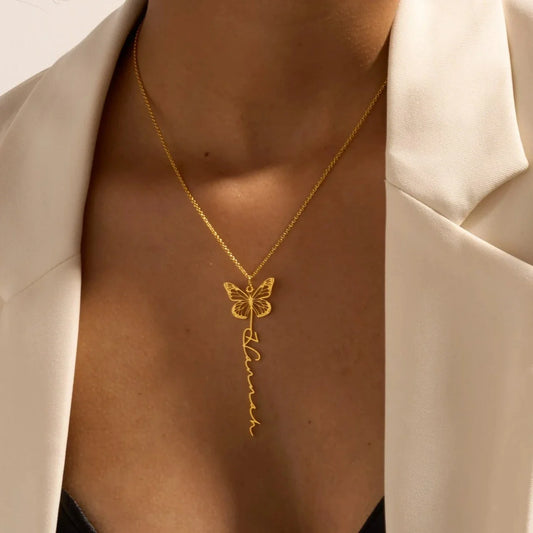 Birth Month Butterfly Name Necklace