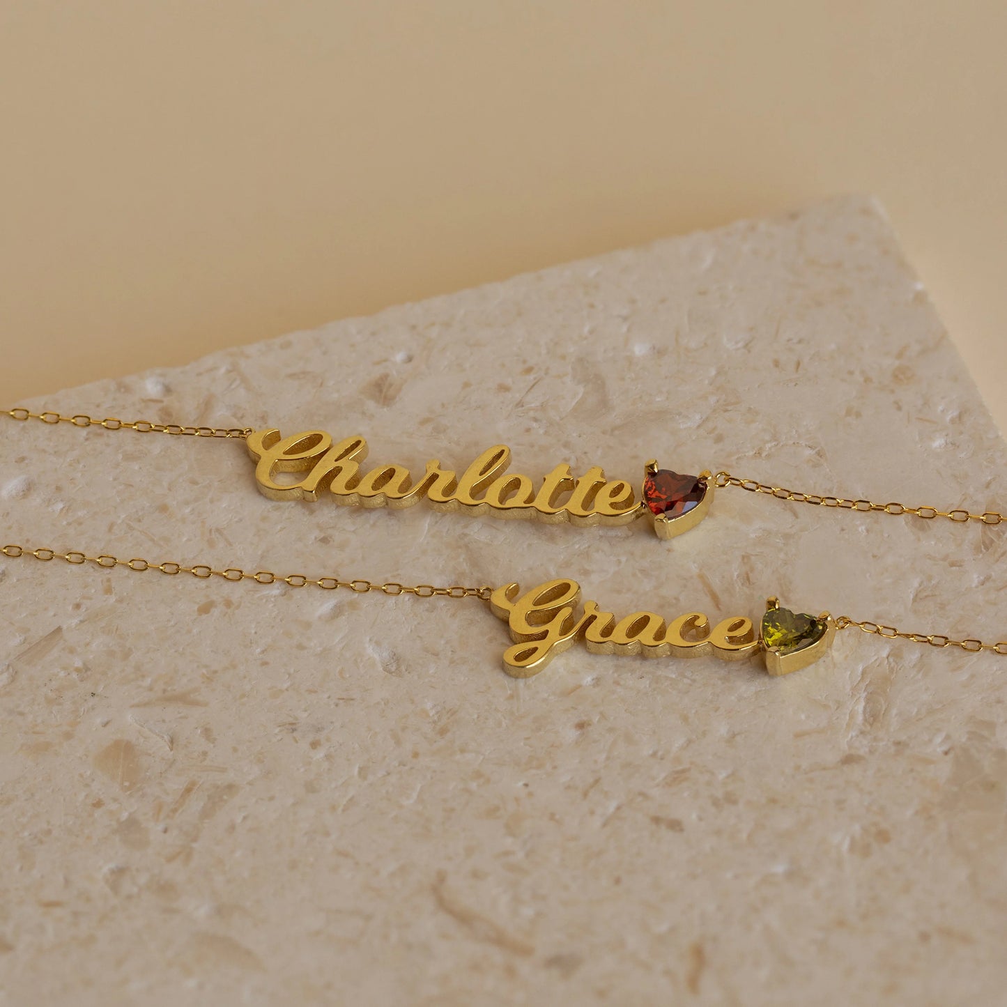 Custom Birthstone Heart Necklace - Made in the UAE