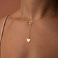 Elegant Dangle Letter Necklace in Gold with Heart Charm – Customize Your Own