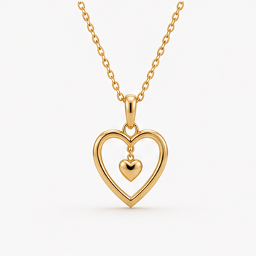 Elegant Inner Heart Necklace in 18K gold, a timeless keepsake gift symbolizing love, protection and lasting connection.