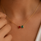 Celebrate your story with the Lovers Birthstone Necklace in solid 18K gold. Personalised with two heart-cut birthstones for a meaningful gift.