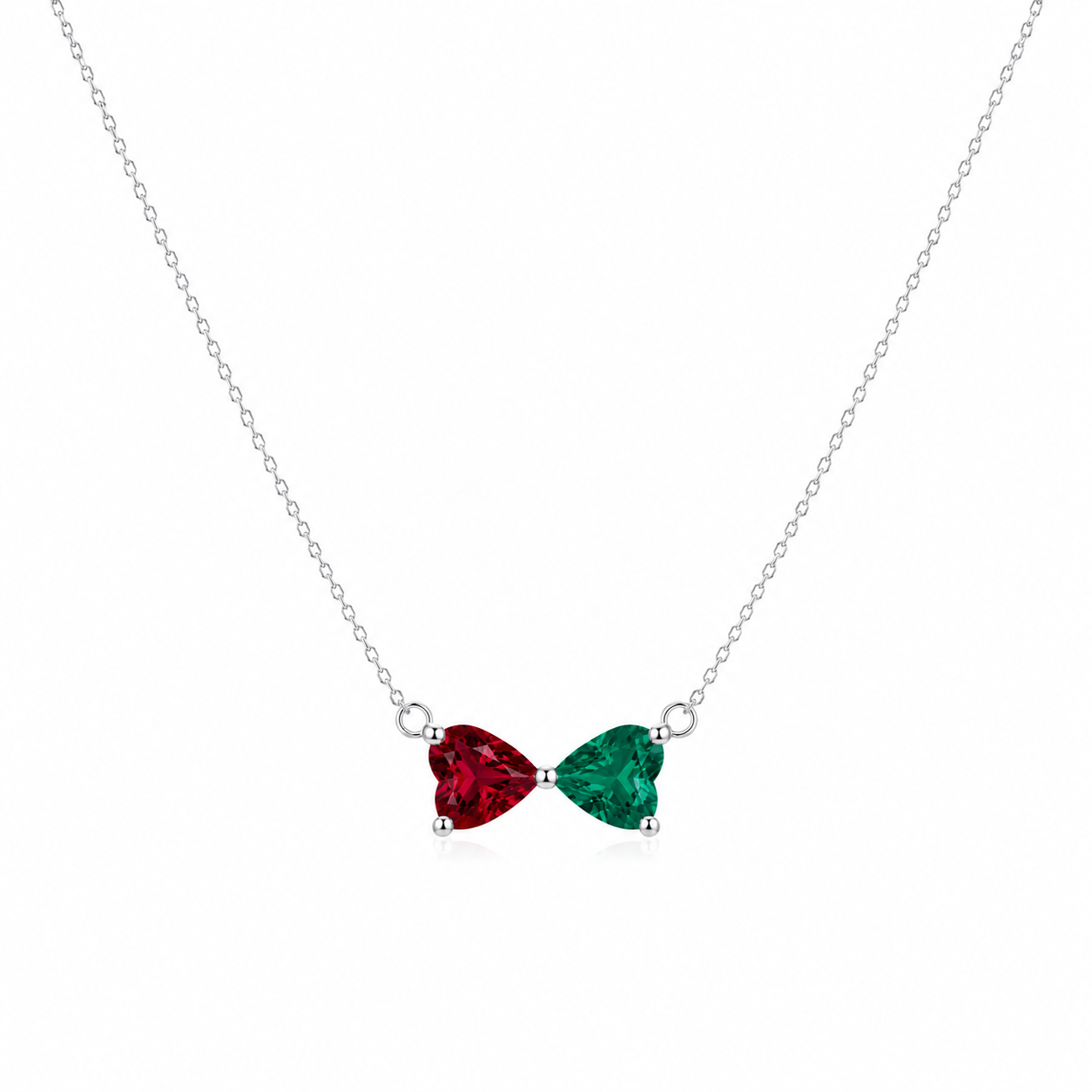 Lovers Heart Shaped Birthstone Necklace
