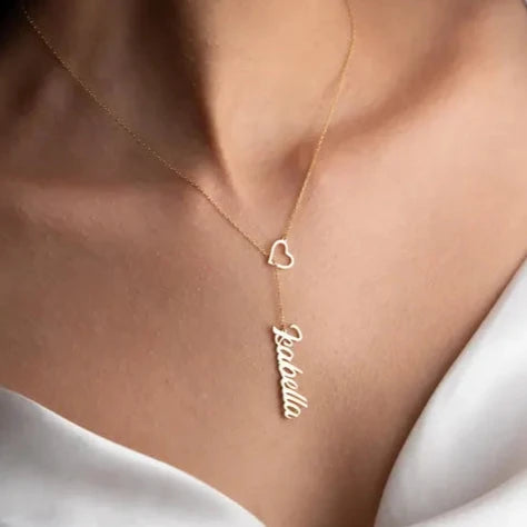 Artisan-crafted Name Heart Drop Necklace, ideal for birthdays, anniversaries, and holidays