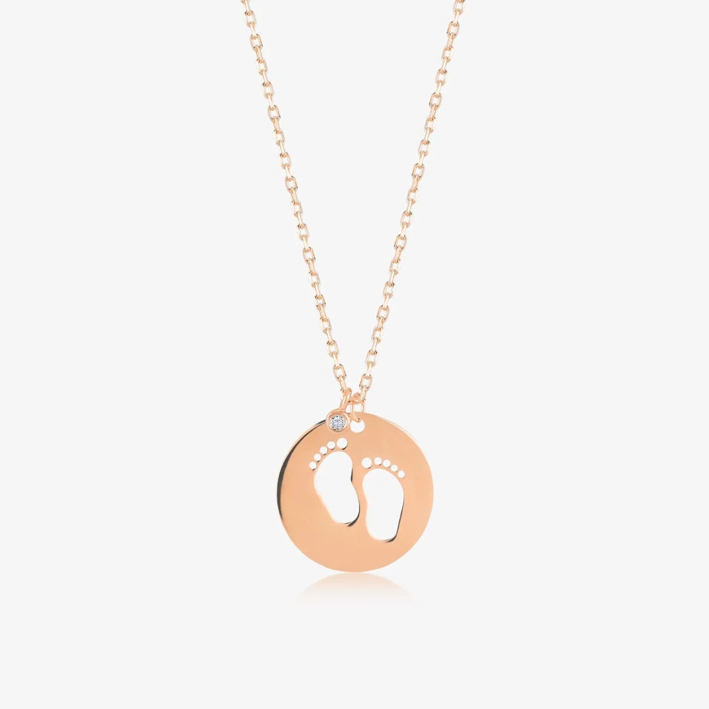 rose gold Custom baby feet necklace gift for her