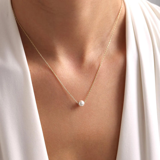 Minimalist Gold Pearl Necklace – Handmade in Dubai