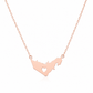 A rose gold necklace featuring a pendant shaped like the outline of United Arab Emirates with a small heart cutout in the center, displayed on a clean white background.